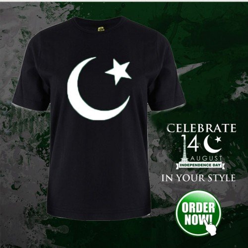 Pakistani Flag Black Half Sleeves T-Shirt For Men