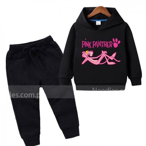 Black Pink Panther Hoodie Winter Tracksuit For Kids