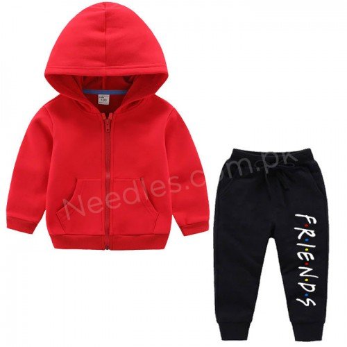 Red Zipper With Friends Trouser For Kids