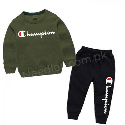 Army Green Chmp Kids Winter Tracksuit 