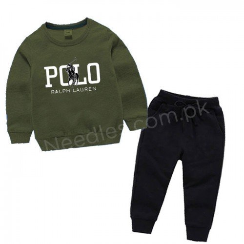 Army Green Polo Kids Winter Tracksuit 