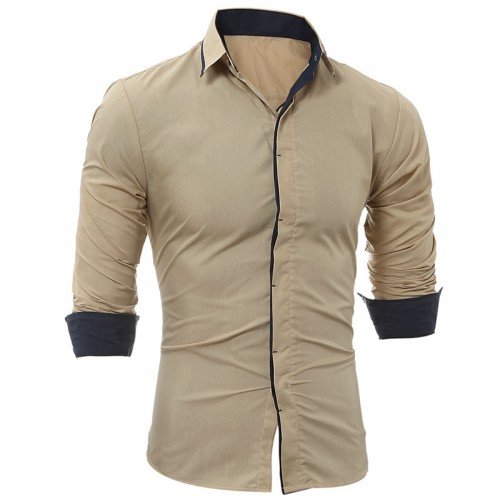 High Quality Long Sleeve Shirt Casual Solid color Slim Fit  Man Dress Shirts