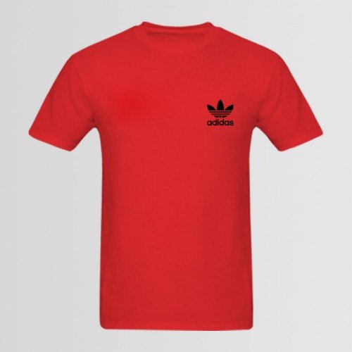 Adidas Small Logo Red Graphic Tee For Men