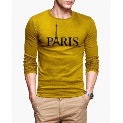 Paris Logo Yellow Full Sleeves T-Shirt 