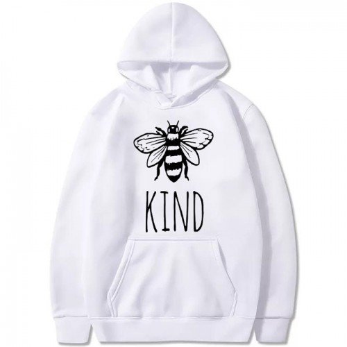 Bee Kind White Pullover Hoodie For Ladies