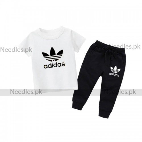 Ad White Summer  Tracksuit For Kids