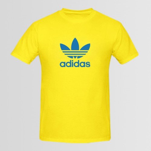 AD Logo Printed Round neck T-Shirt in Yellow
