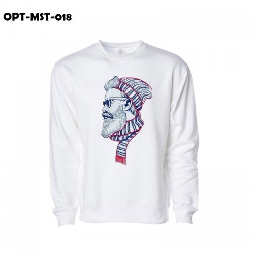Muflerman White Fleece Sweatshirt For Men's