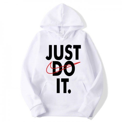 Just do it White Printed Hoodie