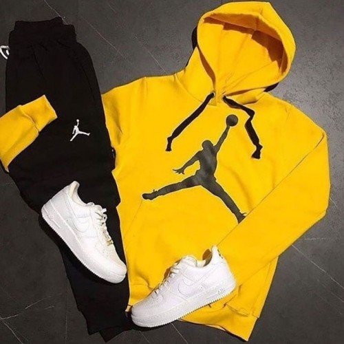 black and yellow jordan sweatsuit