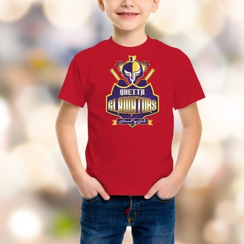Quetta Gladiators Red Printed T-Shirt For Kids