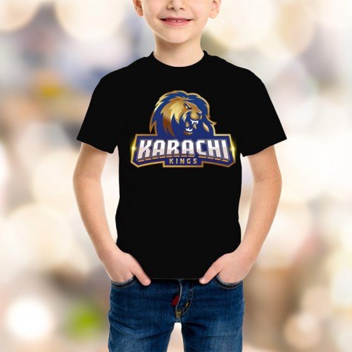 Karachi Kings Black Printed T-Shirt For Kids