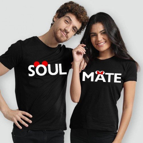 Bundle of 2 Soulmate Black T-Shirt For Couples