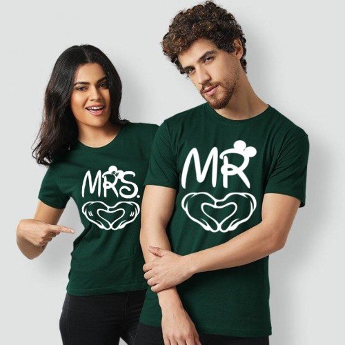 Mr n Mrs Best Quality Couple Tees in Green