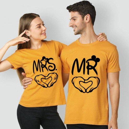Mr n Mrs Best Quality Couple Tees in Yellow
