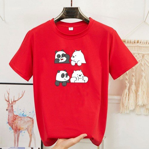 Bear Red Summer T-Shirt For Girls