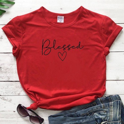 Blessed Half Sleeves T-Shirt in Red
