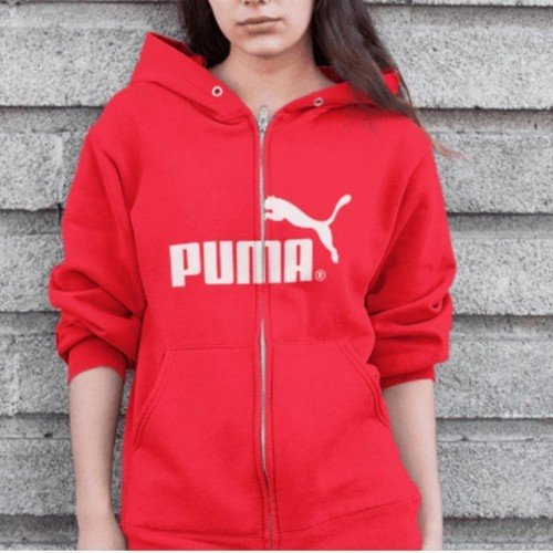 Puma Red Zipper Hoodie For Ladies