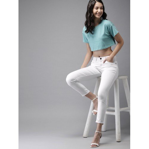 Women White Super Skinny Fit Mid-Rise Clean Look Stretchable Jeans