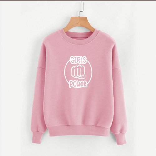 Girls Power Best Quality Pink Fleece Sweatshirt