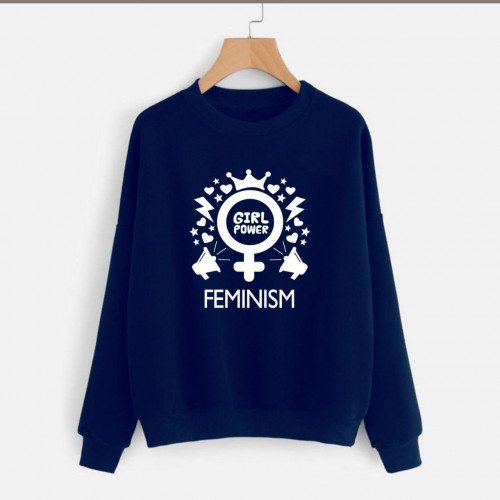 Feminism Navy Blue Pullover Sweatshirt