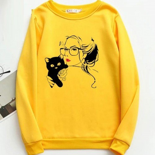 Sketch Women Yellow Pullover Sweatshirt