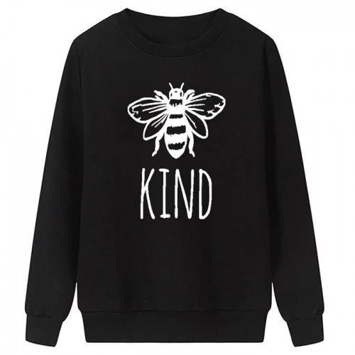 Bee Kind Black Fleece Sweatshirt For Women
