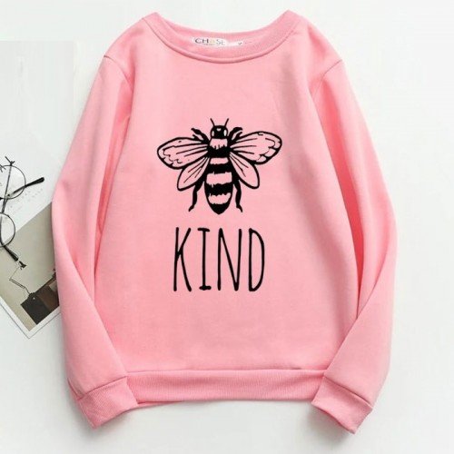 Bee Kind Pink Fleece Sweatshirt For Girls