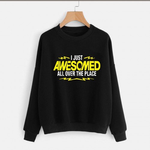 I Just Awesome Black Fleece Sweatshirt For Boys