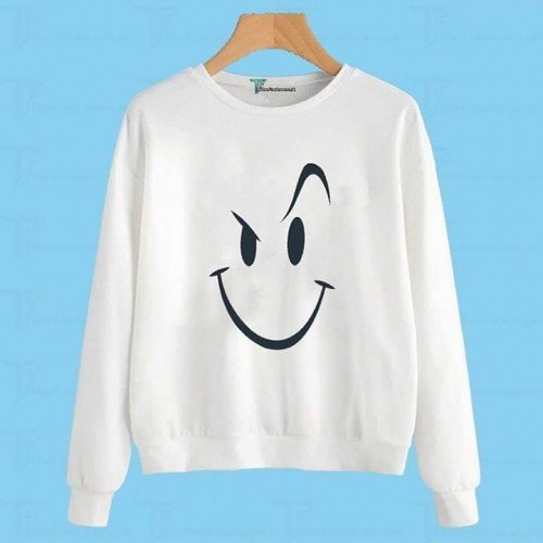 Scary Smile White Fleece Sweatshirt