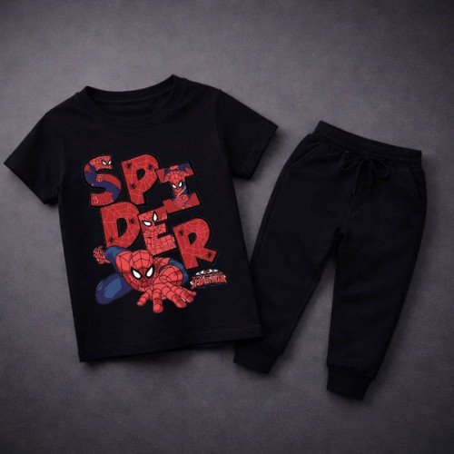 Spider Black Summer Tracksuit For Kids Spider Black Summer Tracksuit For Kids
