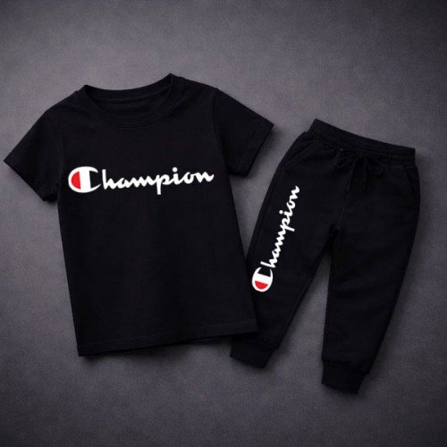 Champ Black Summer Tracksuit For Kids Champ Black Summer Tracksuit For Kids