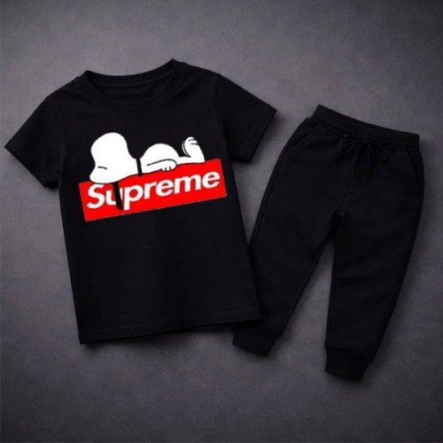 Sup Black Summer Tracksuit For Kids