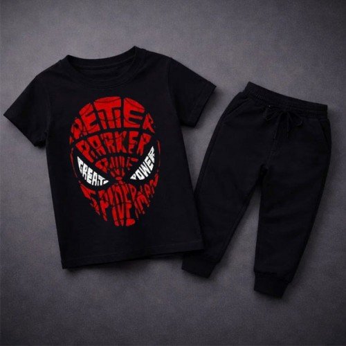 Spiderman Black Summer Tracksuit For Kids Spiderman Black Summer Tracksuit For Kids