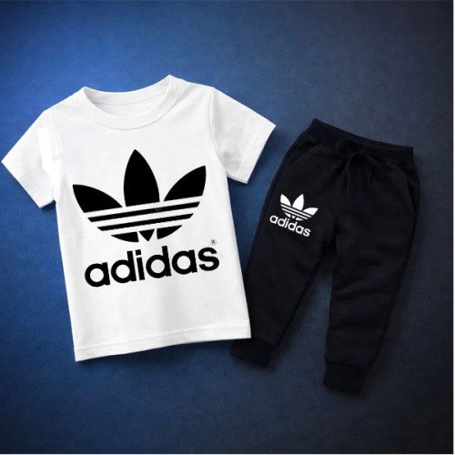 Ad White Summer  Tracksuit For Kids
