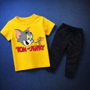 Tom Jerry Yellow Summer Tracksuit For Kids