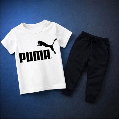 Pm White Summer Tracksuit For Kids