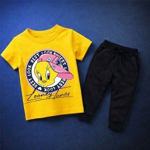 Twiti Yellow Summer Tracksuit For Kids
