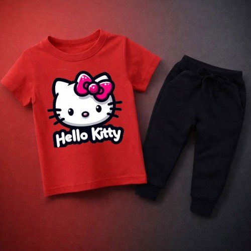 Kitty Red Summer Tracksuit For Kids