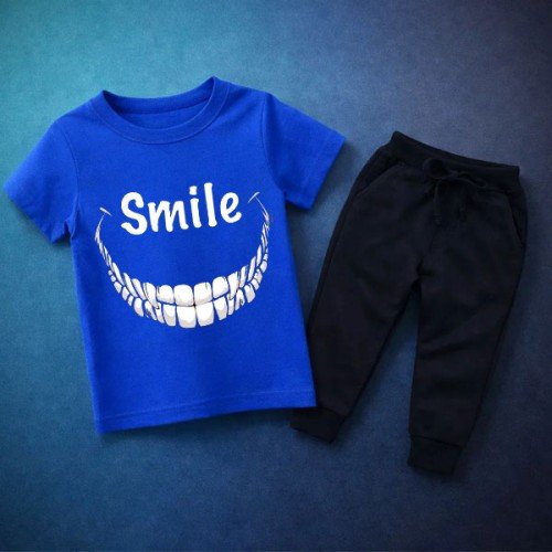 Scary Smile Summer Tracksuit For Kids in Blue Scary Smile Summer Tracksuit For Kids in Blue