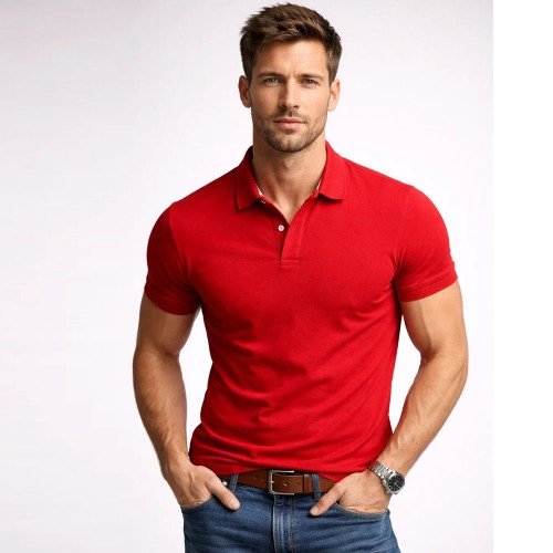 Red Plain Polo T-Shirt For Men's