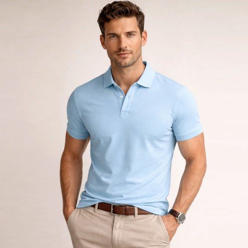Light Blue Polo T-Shirt For Men's