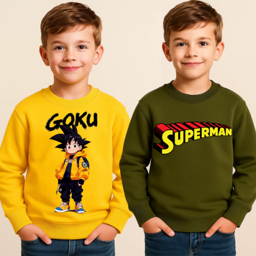 Army Green & Yellow Sweatshirt For Kids