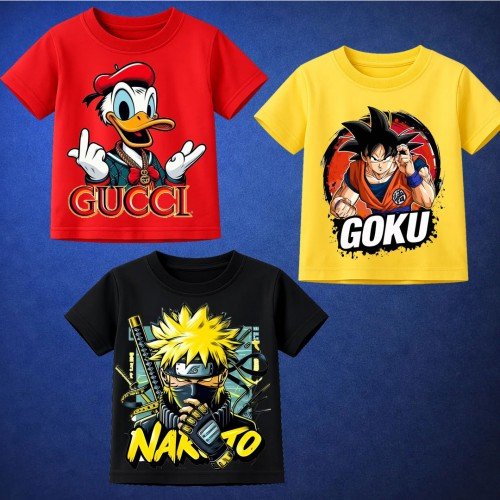 Bundle Of 3 Printed T-Shirt For Kids D4