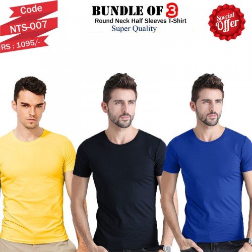 Bundle Of 3 Round Neck Basic T shirts