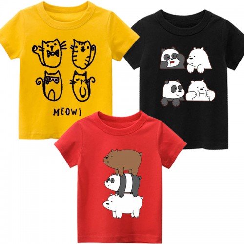 Bundle of 3 Bears Logo Best Quality T-Shirt For Kids