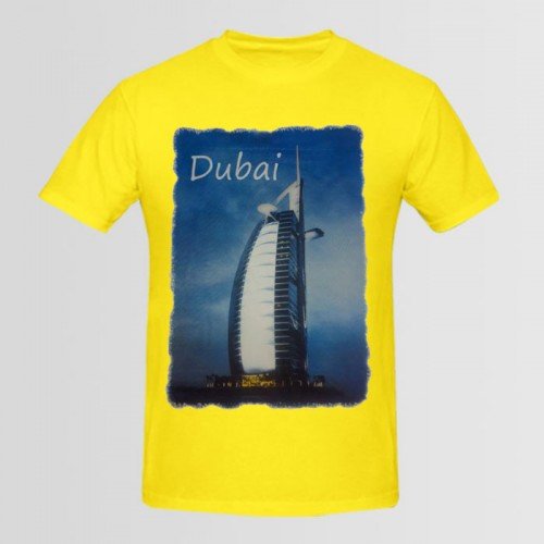 Dubai Yellow Half Sleeves T-Shirt For Men Dubai Yellow Half Sleeves T-Shirt For Men