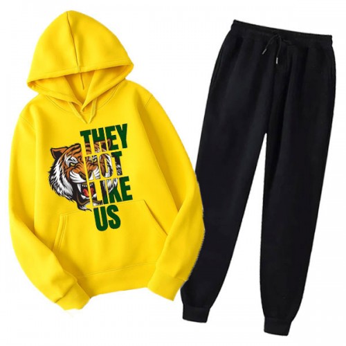 Yellow Tiger Print Winter Tracksuit For Men's
