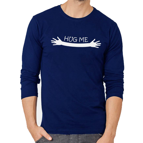 Hug me Blue Full Sleeves Printed T-Shirt 