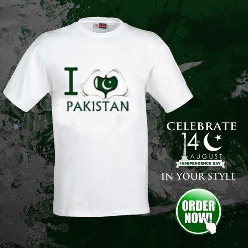I Love Pakistani White Half Sleeves T-Shirt For Men